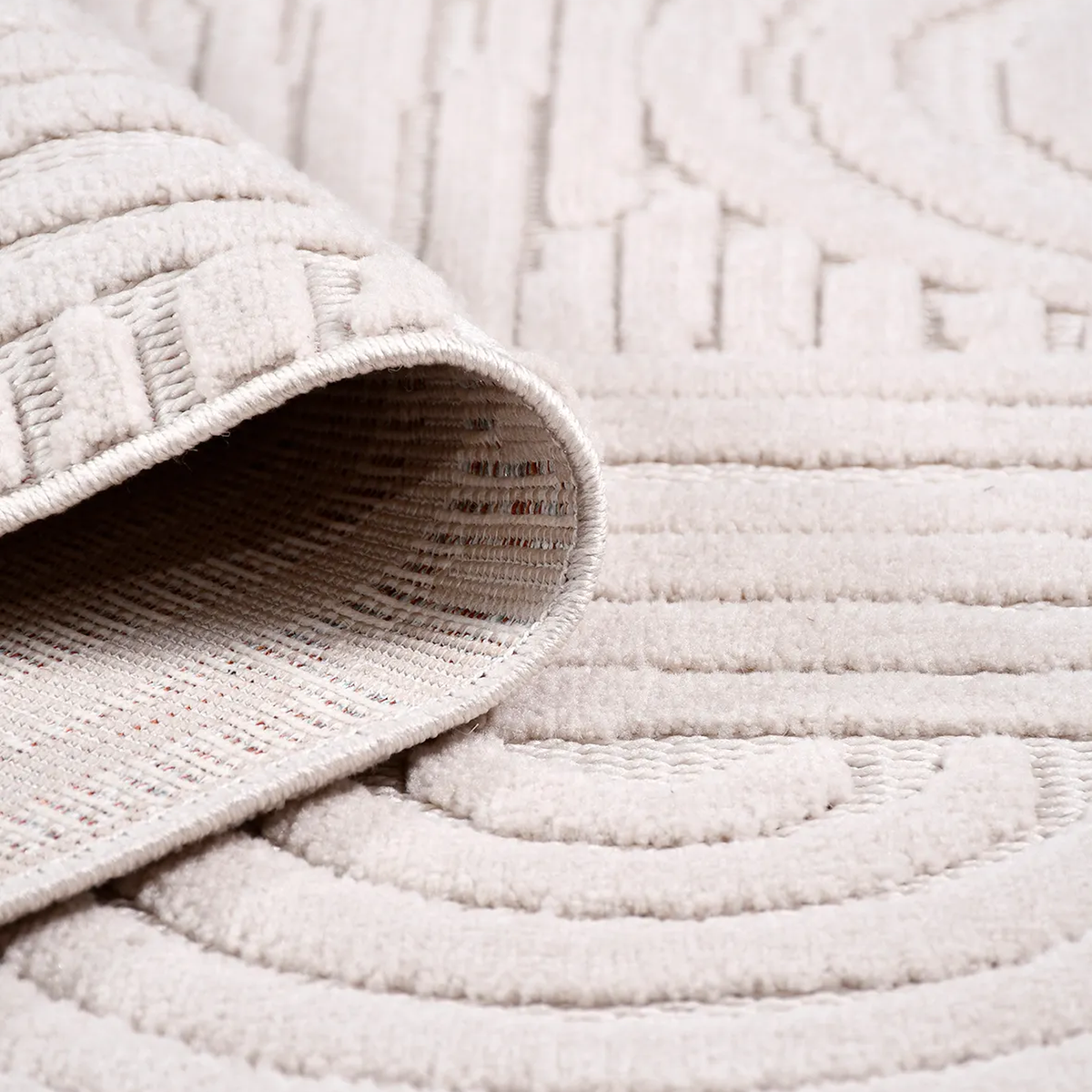 SHARED | Kekova Cream Abstract Modern Machine Woven Ivory Beige Livin photo 3