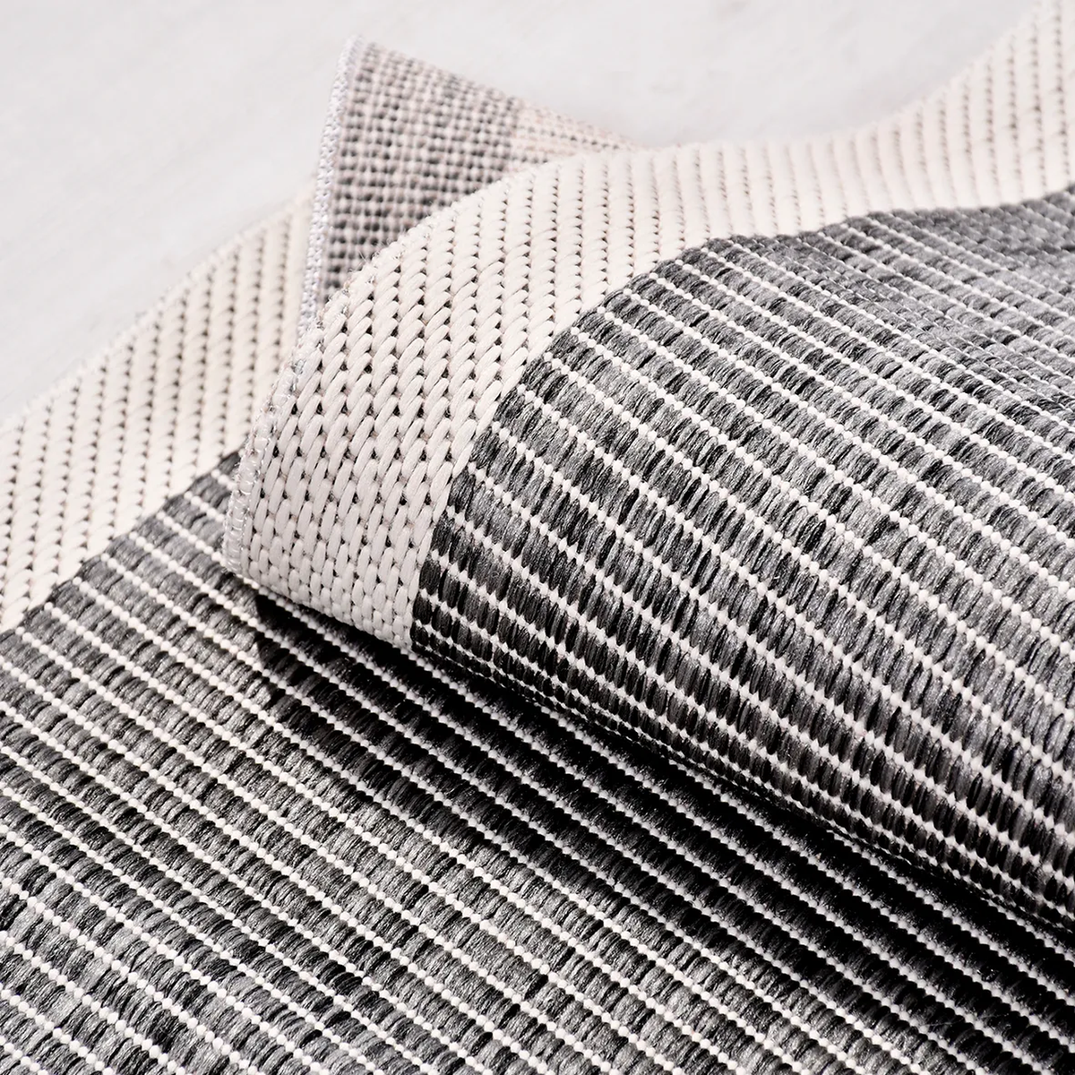 SHARED | Tansy Grey Cream Striped Scandinavian Machine Woven Living R photo 3