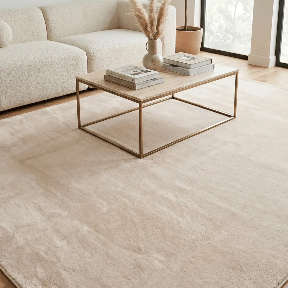 SHARED | Gallery Beige Solid Modern Machine Woven Plain Soft Living R photo 3