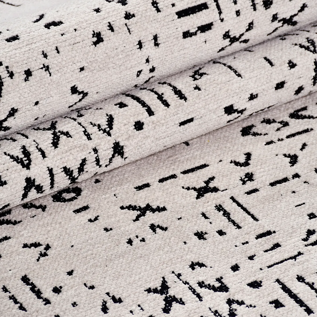 SHARED | Flare Cream Black Abstract Boho Machine Woven Living Room Be photo 3