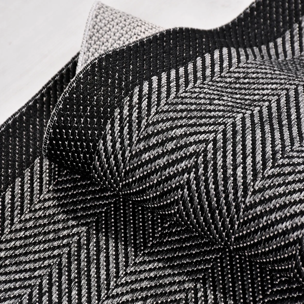 SHARED | Tamarisk Black Grey Geometric Herringbone Modern Machine Wov photo 3