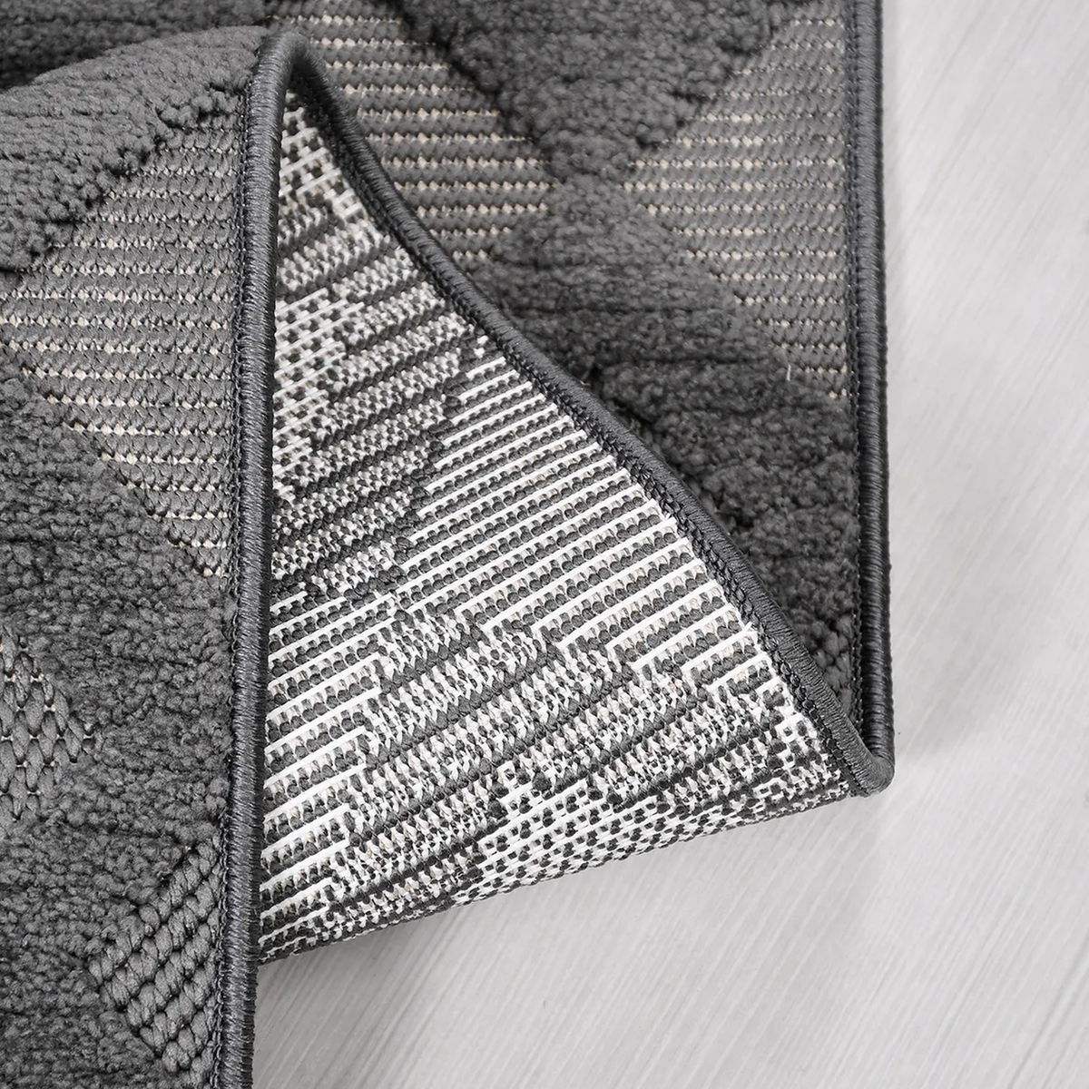 SHARED | Mezzanine Charcoal Grey Cream Chequered Modern Machine Woven photo 2