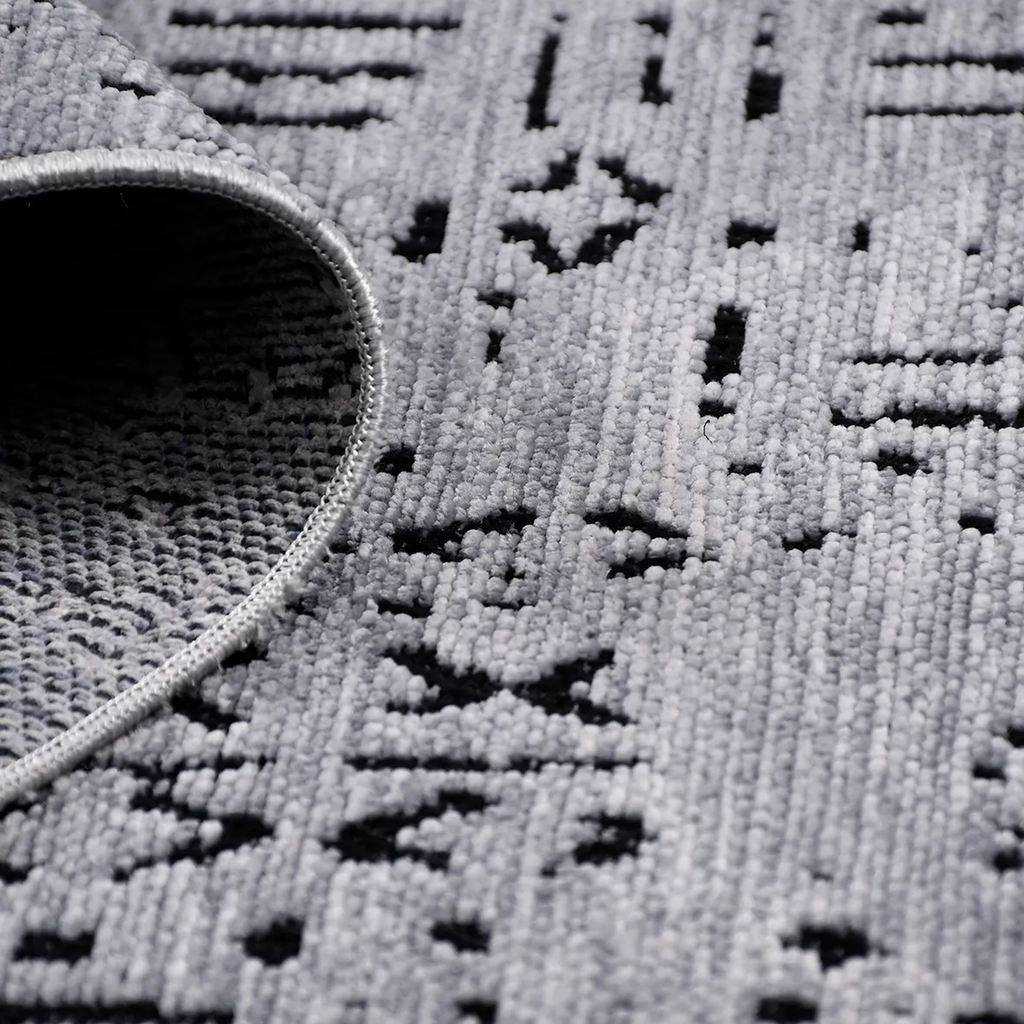 SHARED | Gleam Modern Abstract Machine Woven Grey Black Ivory Living  photo 3