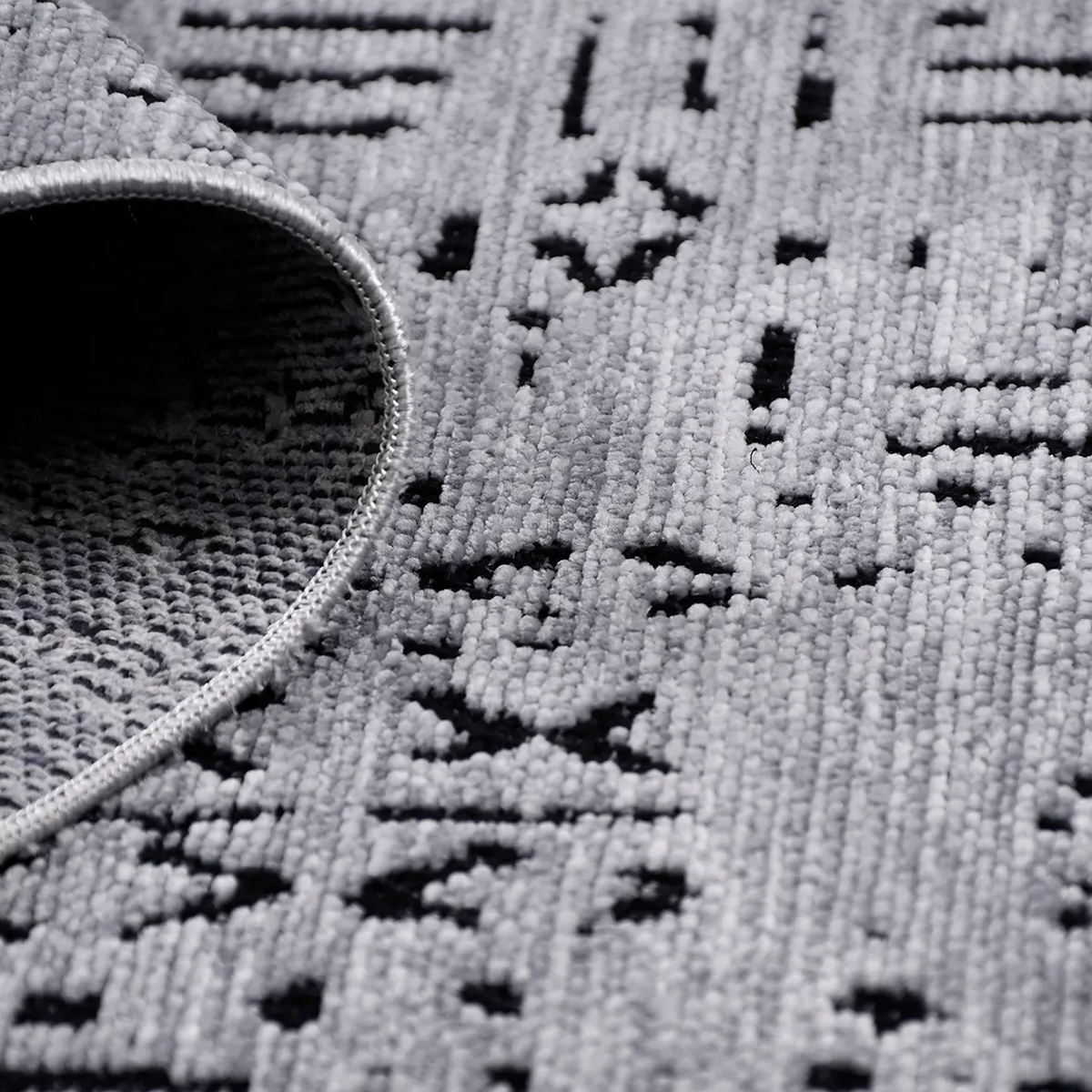 SHARED | Gleam Modern Abstract Machine Woven Grey Black Ivory Living  photo 3
