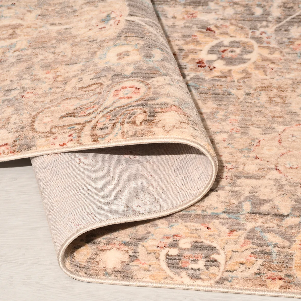 SHARED | Pergola Distressed Persian Style Floral Taupe Cream Rust Mac photo 3