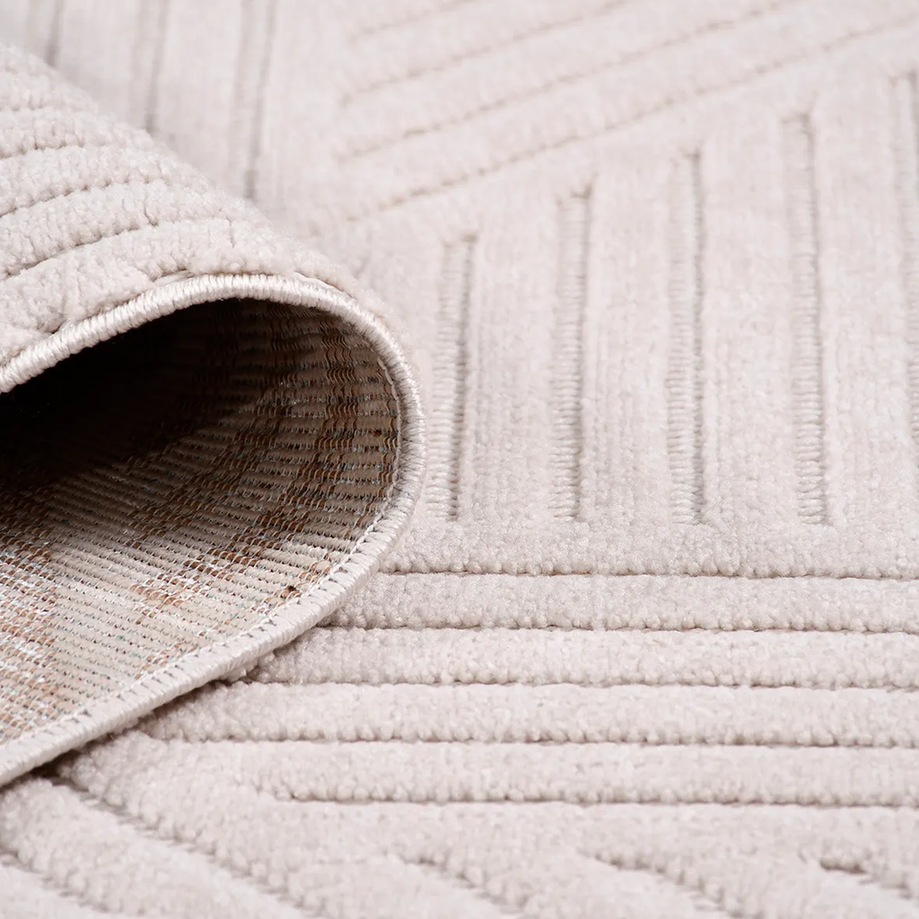 SHARED | Kas Cream Modern Geometric Machine Woven High-Low Carved Liv photo 3