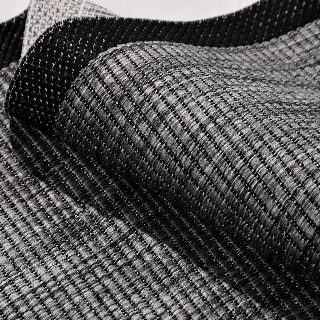 SHARED | Sedge Black Grey Striped Modern Machine Woven Living Room Be photo 3
