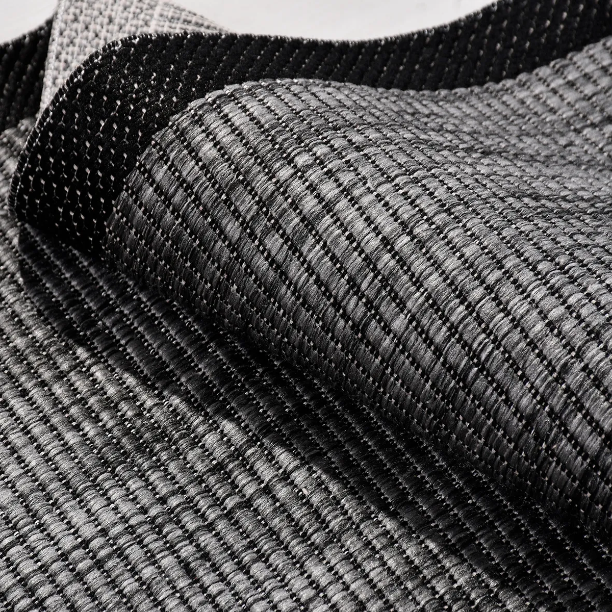 SHARED | Sedge Black Grey Striped Modern Machine Woven Living Room Be photo 3