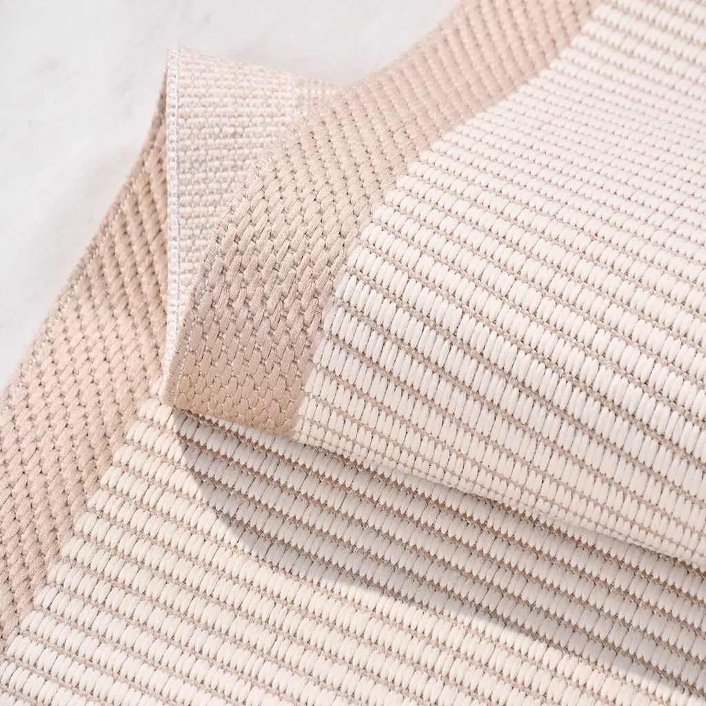 SHARED | Spurge Beige Cream Striped Scandinavian Machine Woven Living photo 3