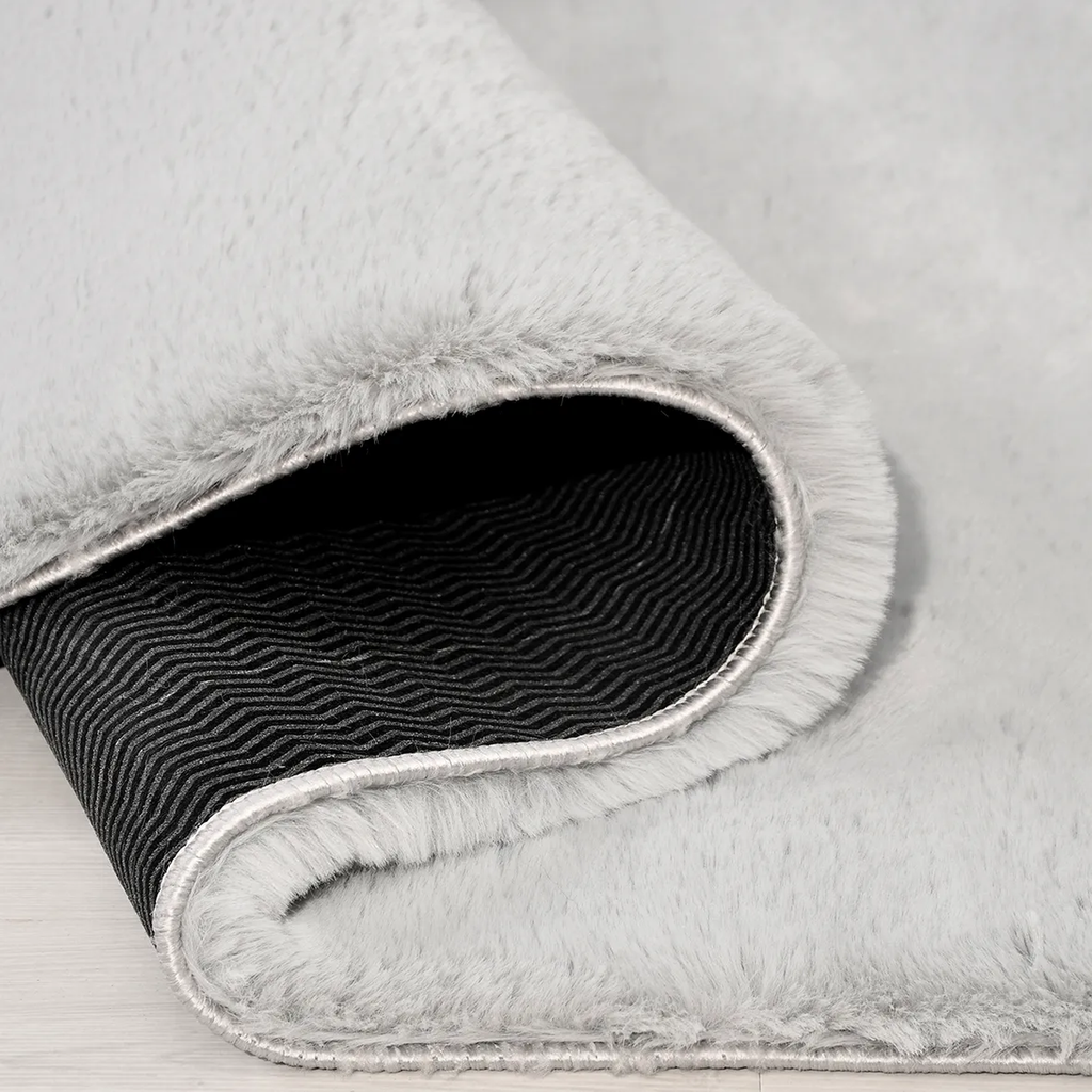 SHARED | Goreme Grey Solid Plush Faux Fur Style Machine Woven Modern  photo 3