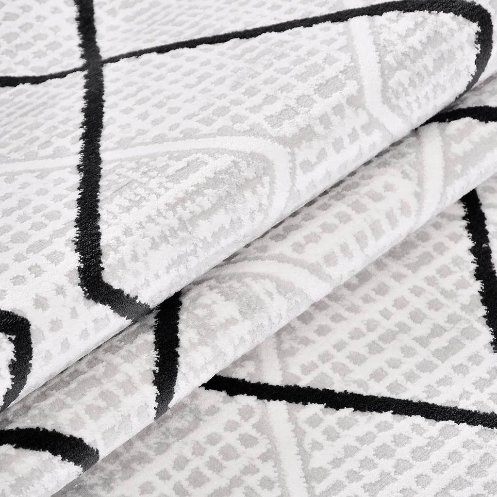 SHARED | Coppice Cream Black Moroccan Style Diamond Trellis Machine W photo 3