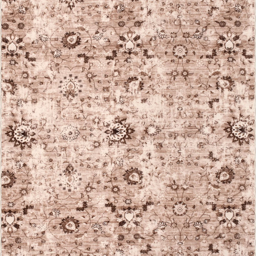 SHARED | Crag Distressed Floral Traditional Machine Woven Beige Brown photo 3