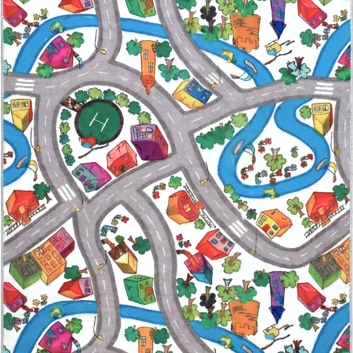 SHARED | Mere Cream Multicolour Abstract Town Map Machine Woven Kids  photo 3