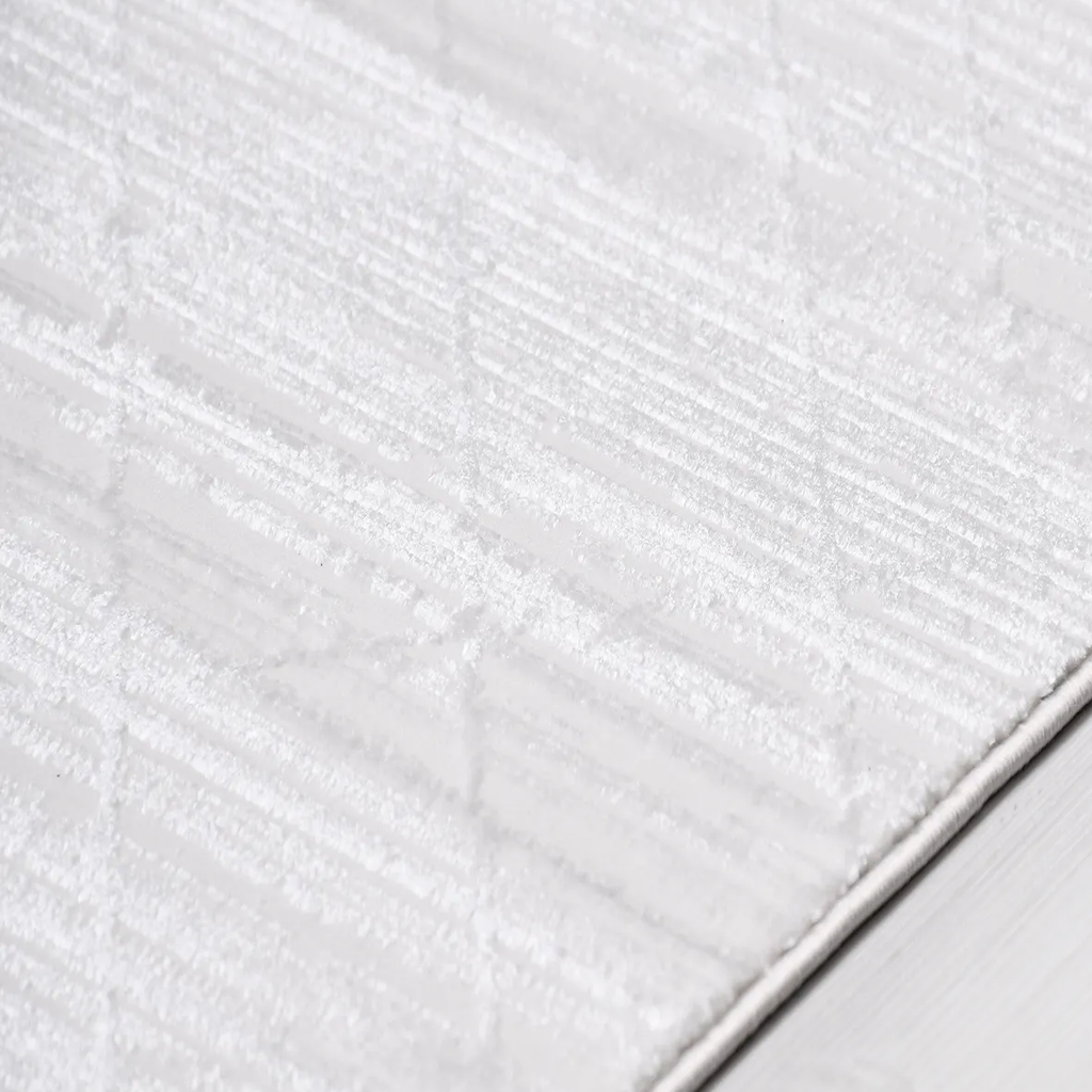 SHARED | Samphire Cream Modern Geometric Diamond Lattice Machine Wove photo 3