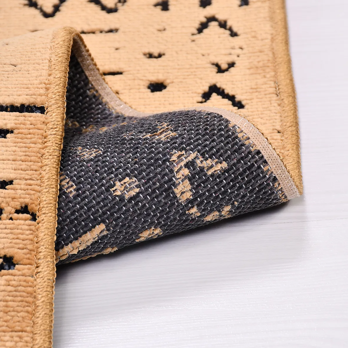 SHARED | Ivywood Camel Black Abstract Boho Tribal Style Machine Woven photo 3