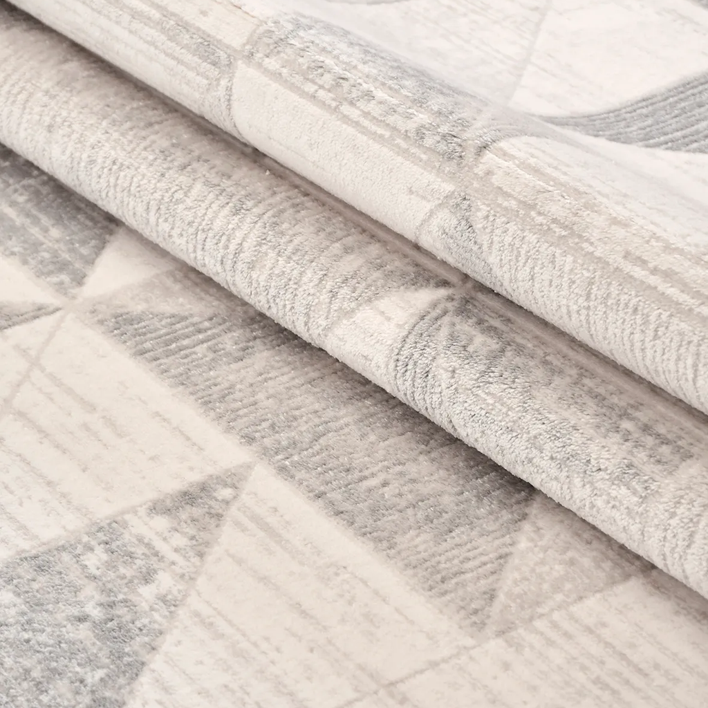 SHARED | Selenite Modern Geometric Machine Woven Cream Grey Beige Ter photo 3