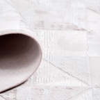 SHARED | Marl Cream Beige Modern Geometric Distressed Machine Woven L photo 3
