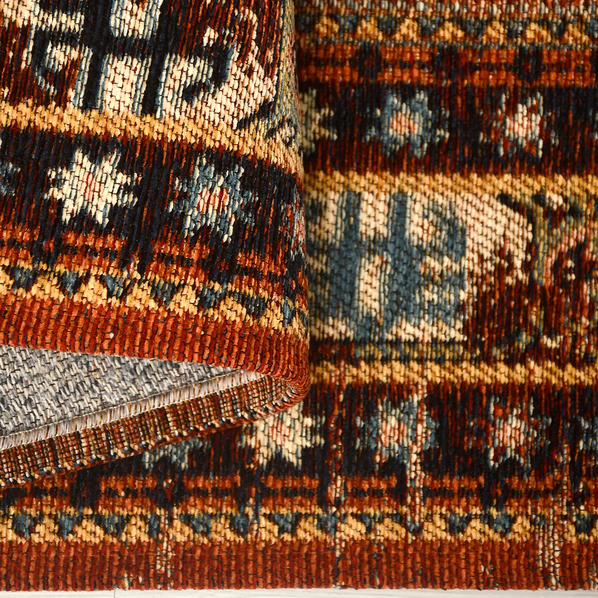 SHARED | Corona Persian Style Traditional Machine Woven Rust Gold Bla photo 3