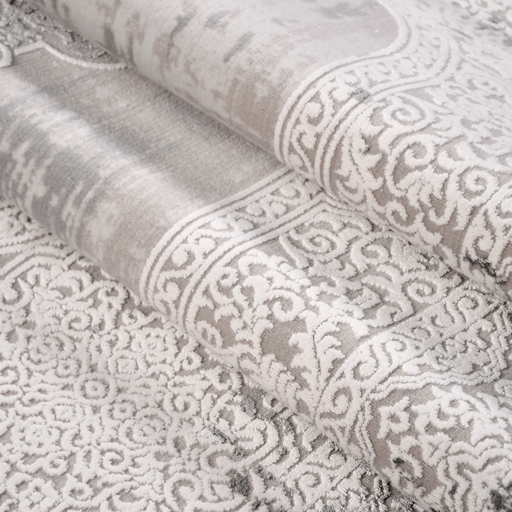 SHARED | Datca Persian Style Medallion Distressed Vintage Look Grey C photo 3