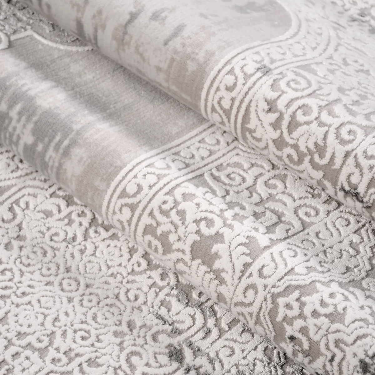 SHARED | Datca Persian Style Medallion Distressed Vintage Look Grey C photo 3