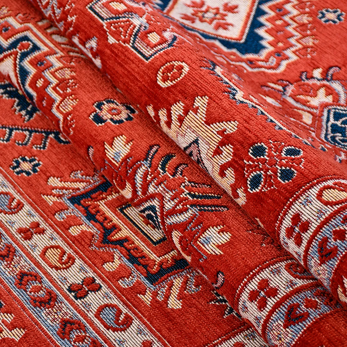 SHARED | Drizzle Red Navy Cream Persian Style Traditional Machine Wov photo 3