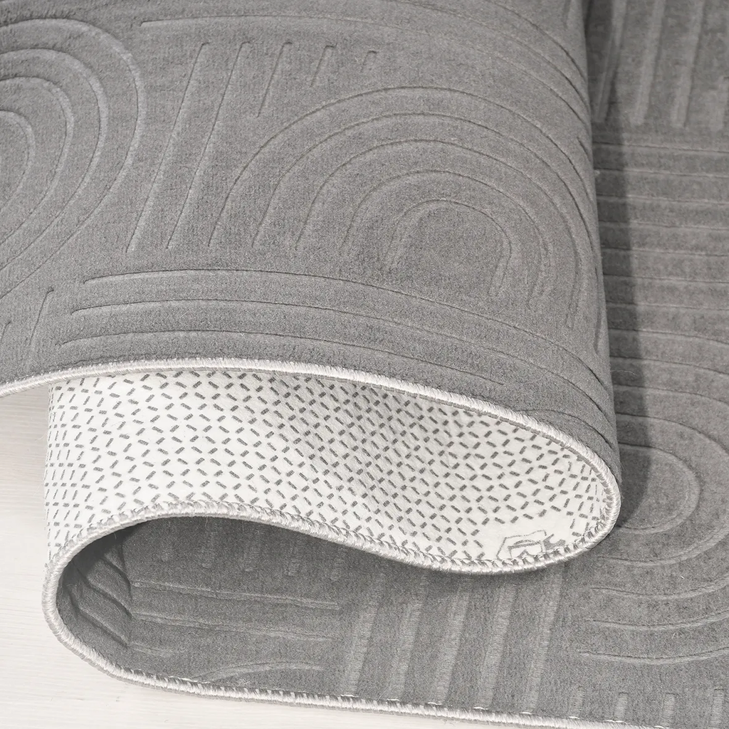 SHARED | Lucent Grey Modern Geometric Arch Machine Woven Living Room  photo 3