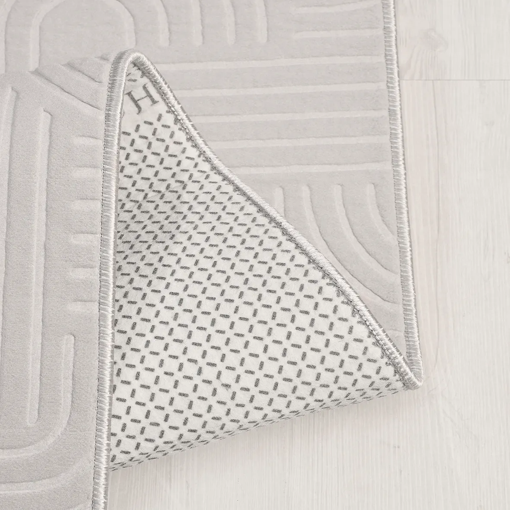 SHARED | Hoarfrost Light Grey Modern Geometric Carved High-Low Machin photo 3