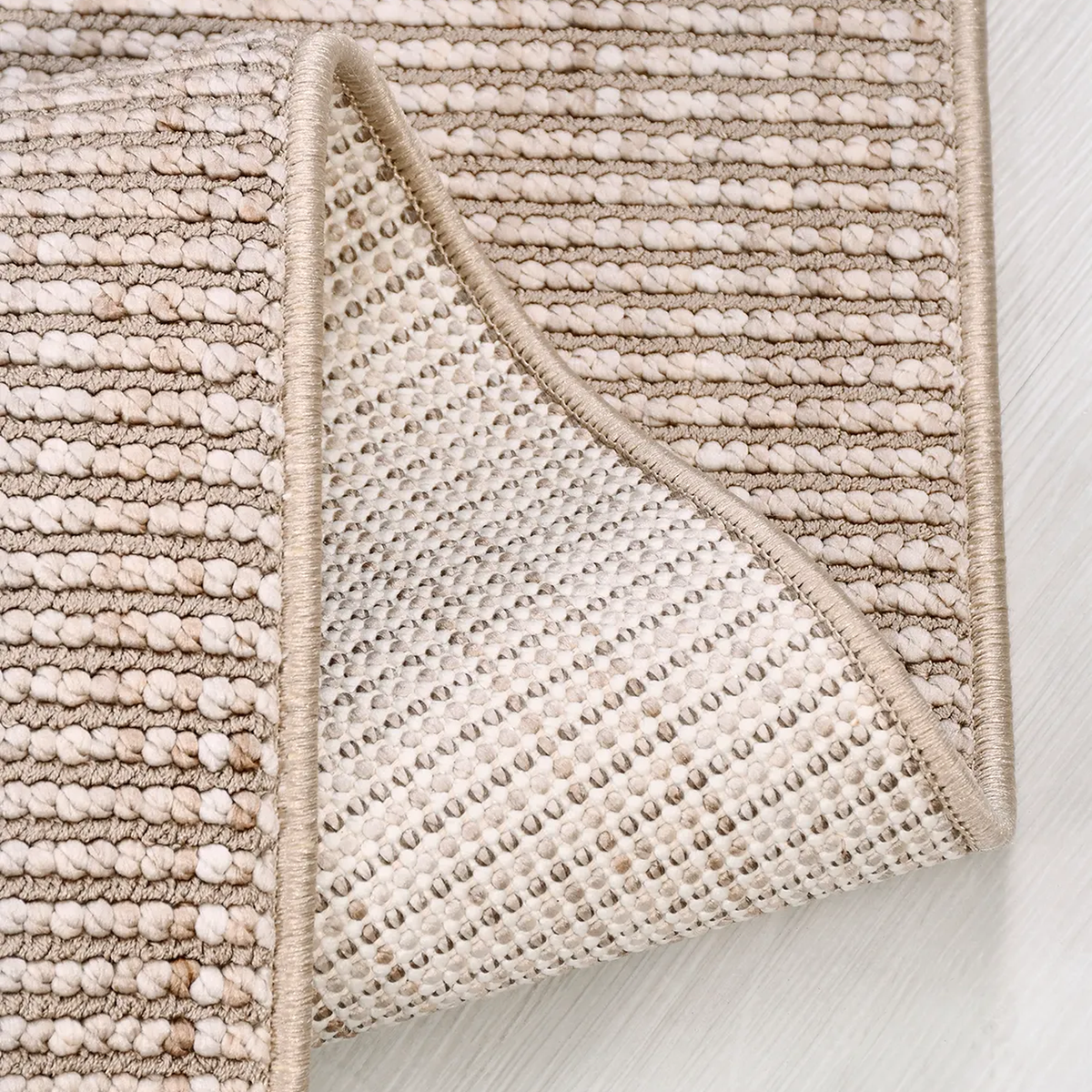 SHARED | Chert Beige Solid Modern Machine Woven Neutral Living Room B photo 3