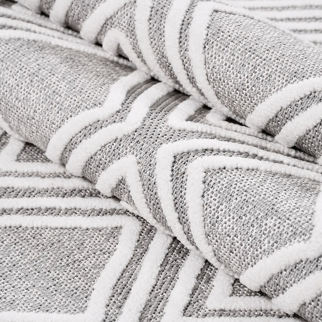 SHARED | Bilberry Modern Geometric Diamond Lattice Grey Ivory Machine photo 3