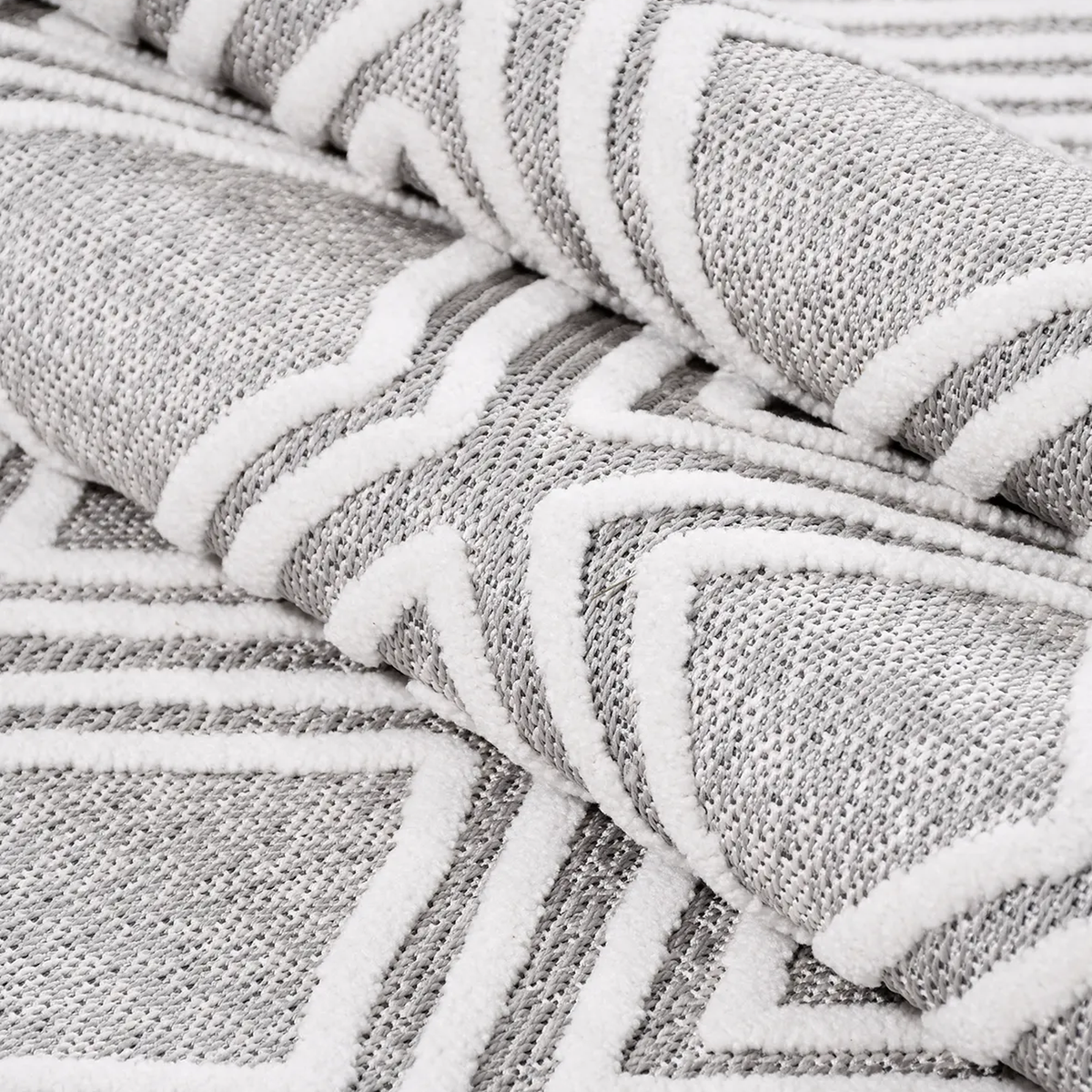 SHARED | Bilberry Modern Geometric Diamond Lattice Grey Ivory Machine photo 3