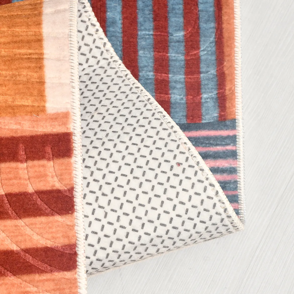 SHARED | Dell Mid-Century Modern Patchwork Orange Cream Blue Machine  photo 3