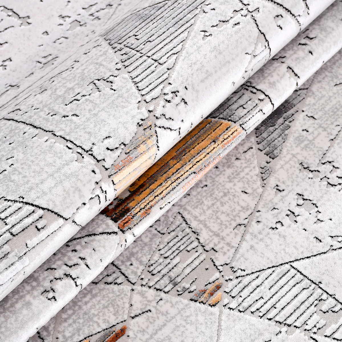 SHARED | Tarn Modern Geometric Distressed Cream Grey Rust Machine Wov photo 3