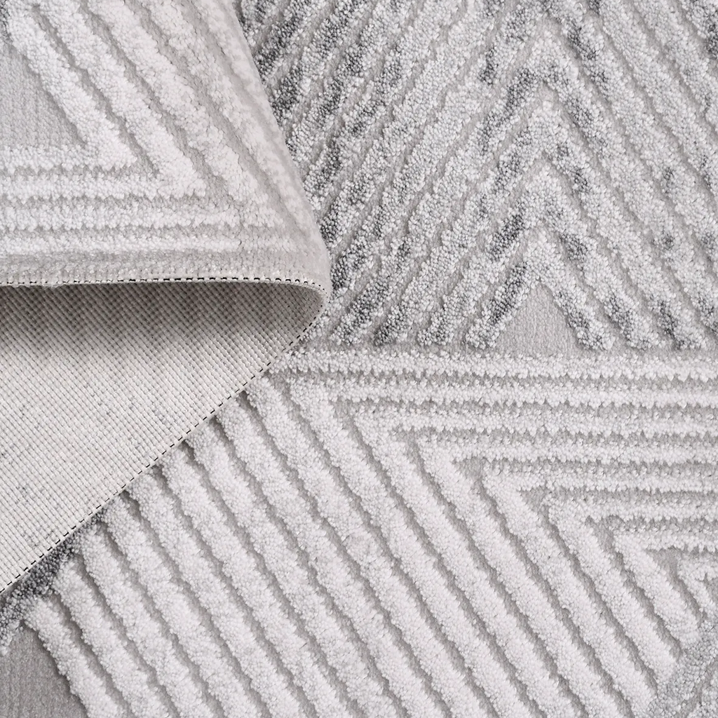 SHARED | Pamukkale Ivory Grey Modern Geometric Machine Woven Living R photo 3