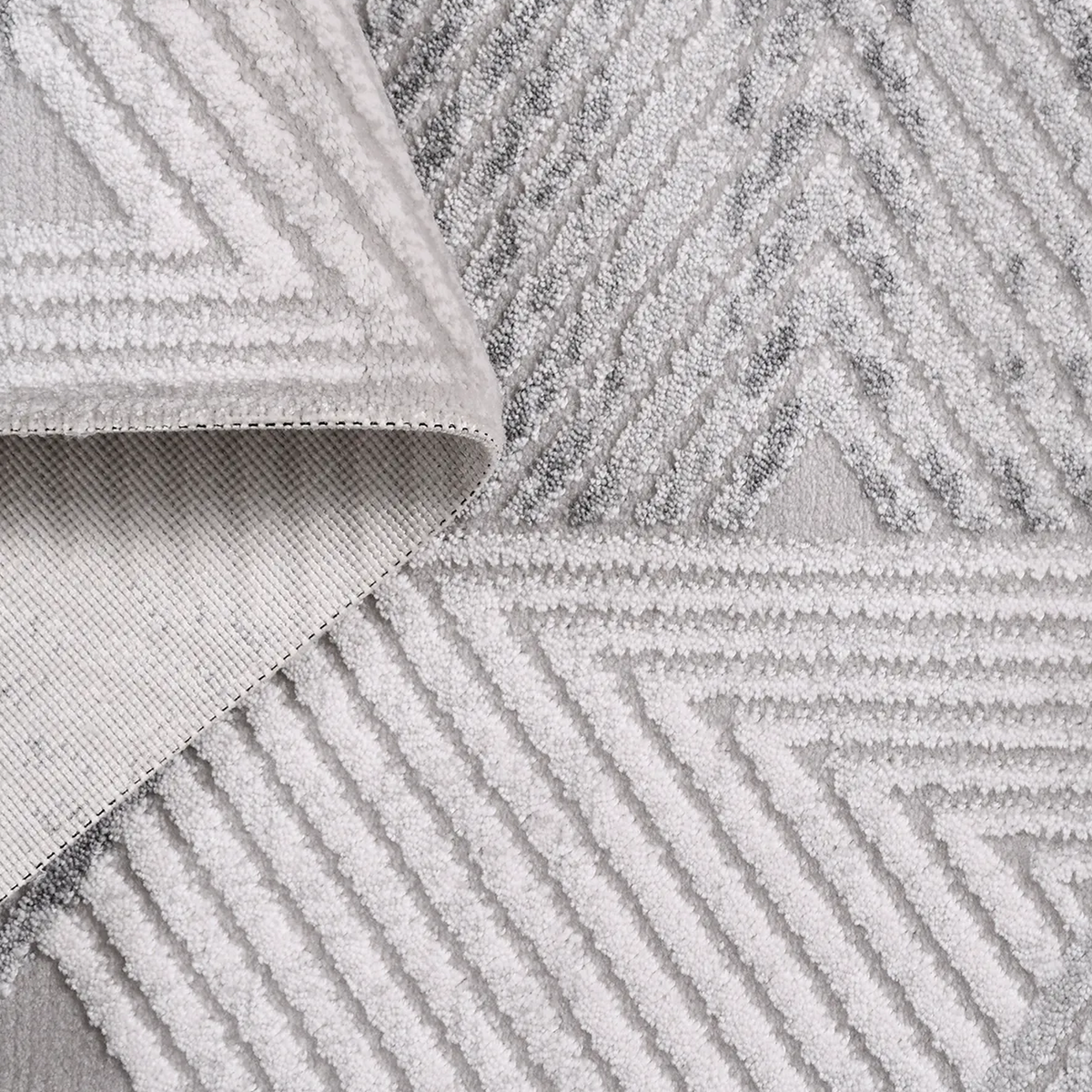 SHARED | Pamukkale Ivory Grey Modern Geometric Machine Woven Living R photo 3