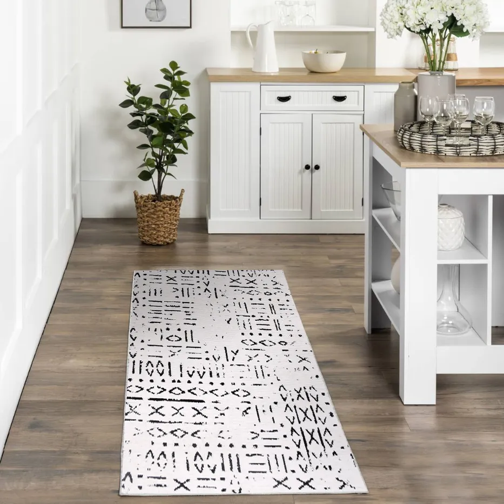 SHARED | Lilac Cream Black Abstract Boho Machine Woven Living Room Be photo 3