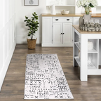 SHARED | Lilac Cream Black Abstract Boho Machine Woven Living Room Be photo 3
