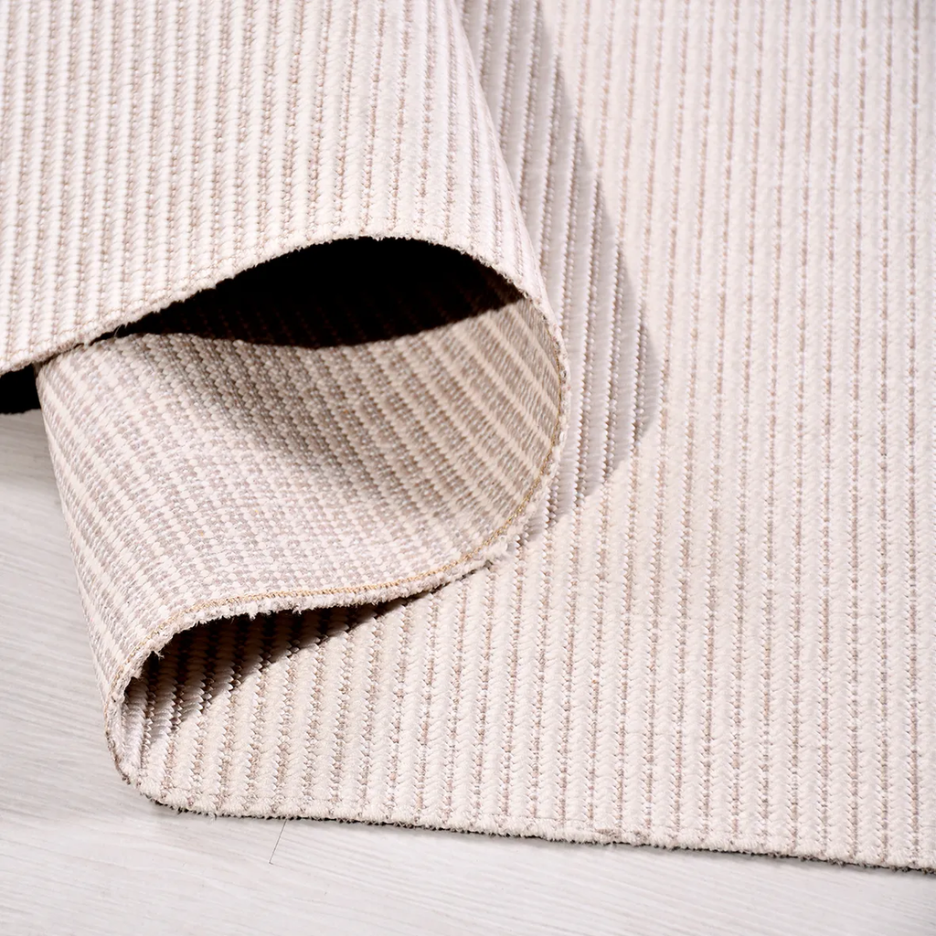SHARED | Porphyry Cream Beige Striped Modern Machine Woven Living Roo photo 3
