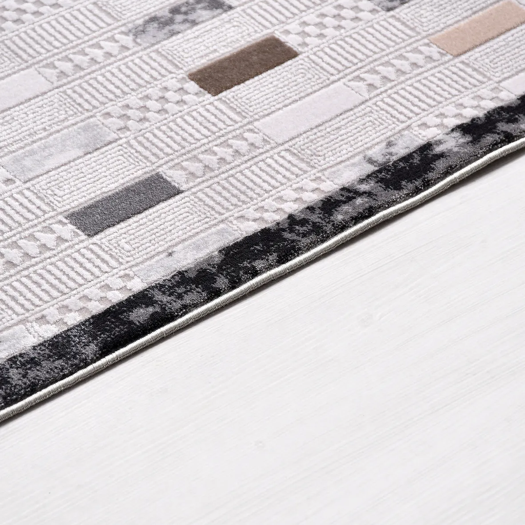 SHARED | Upland Cream Grey Modern Geometric Machine Woven Living Room photo 3