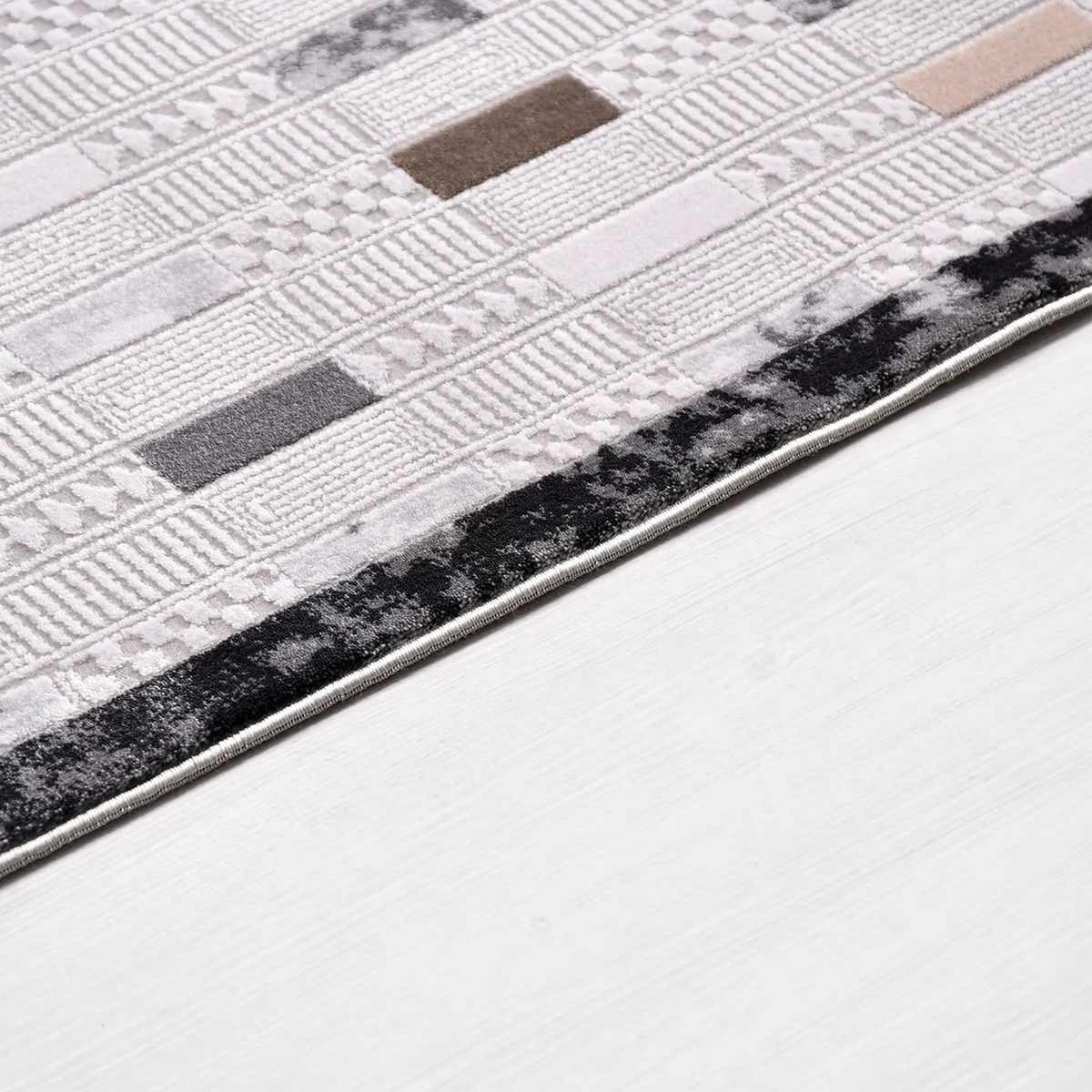SHARED | Upland Cream Grey Modern Geometric Machine Woven Living Room photo 3