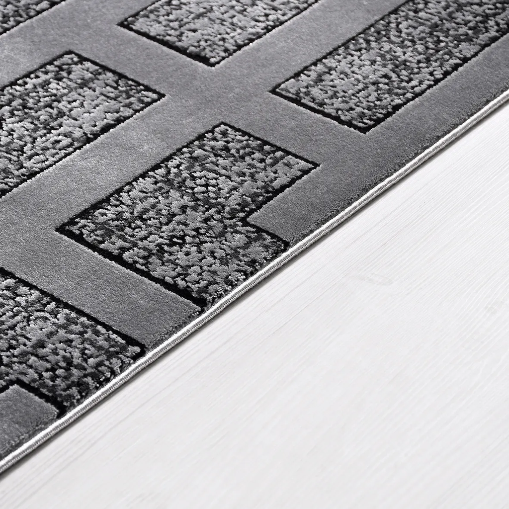 SHARED | Combe Grey Geometric Maze Modern Machine Woven Living Room B photo 3