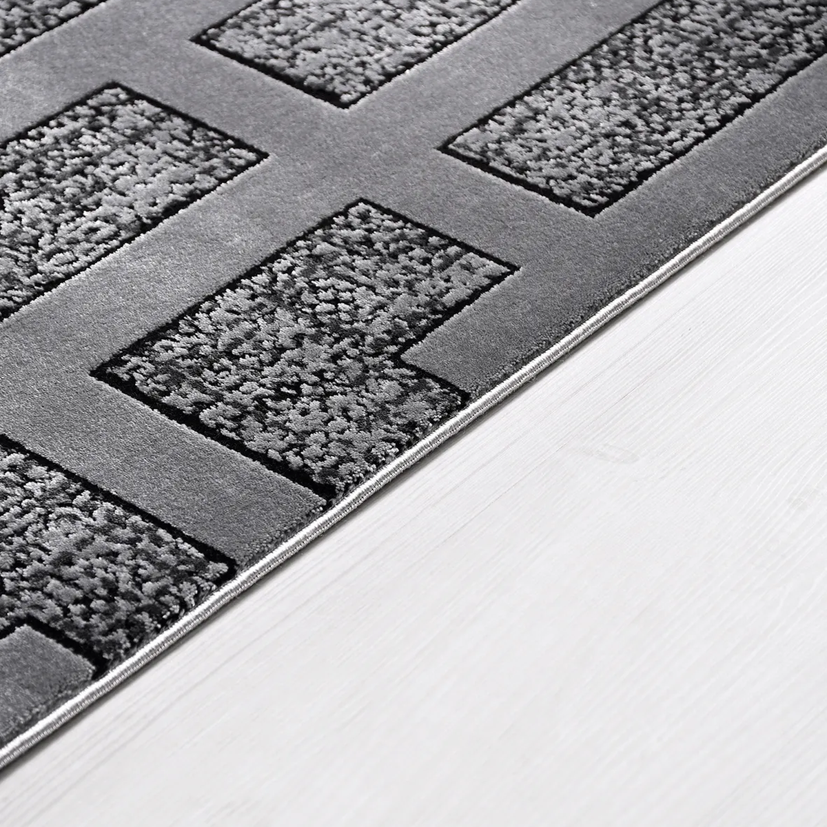 SHARED | Combe Grey Geometric Maze Modern Machine Woven Living Room B photo 3