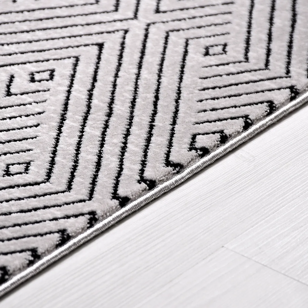 SHARED | Glen Modern Geometric Diamond Machine Woven Grey Charcoal Li photo 3