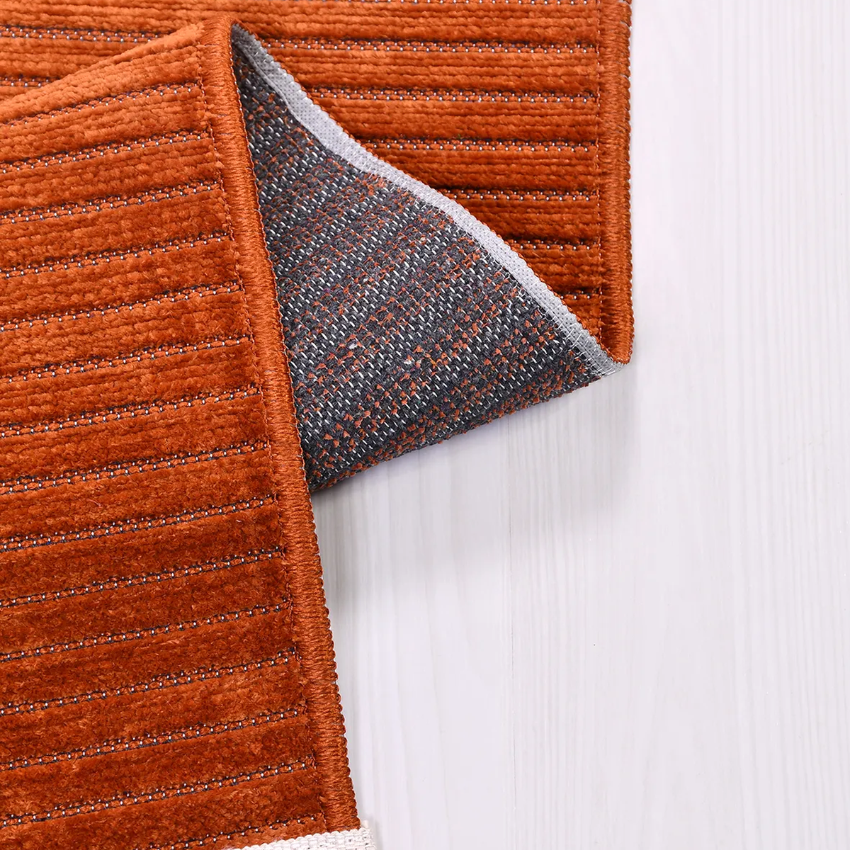 SHARED | Mullein Terracotta Rust Striped Modern Machine Woven Living  photo 3