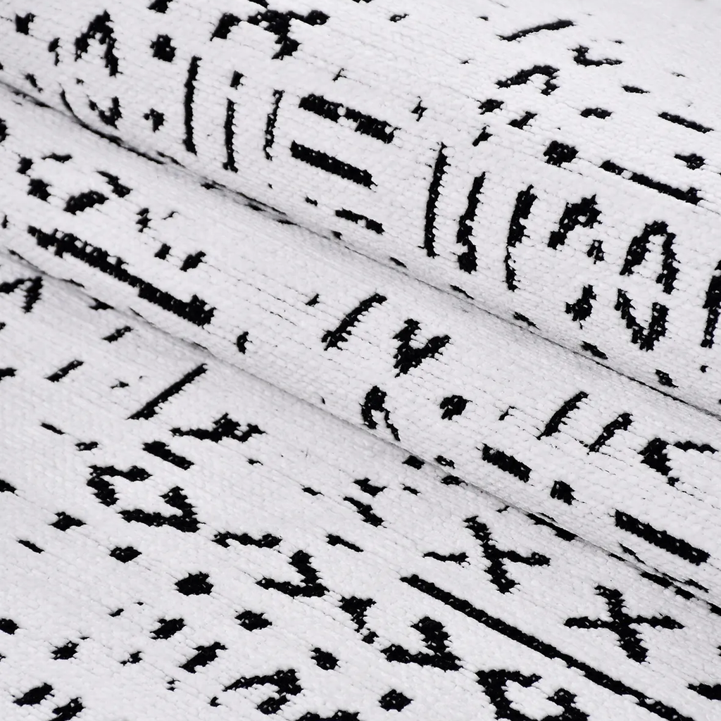 SHARED | Gale Ivory Black Abstract Boho Machine Woven Living Room Bed photo 3