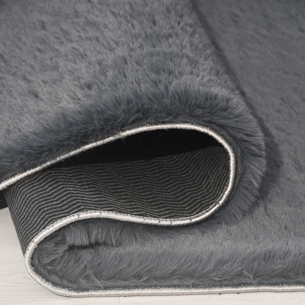 SHARED | Knidos Charcoal Grey Solid Shag Modern Machine Woven Living  photo 3