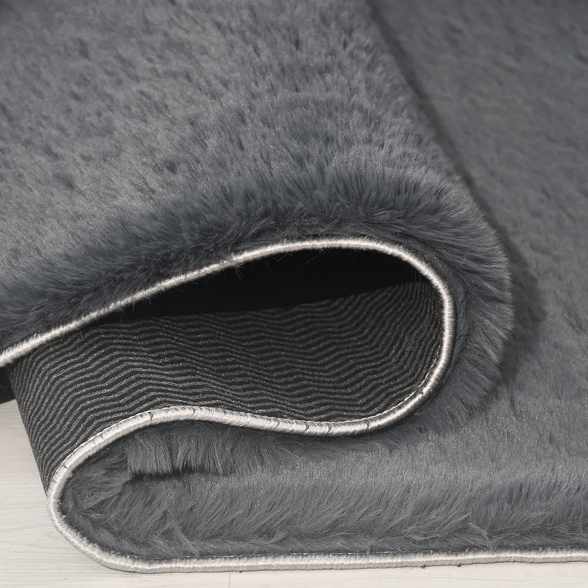 SHARED | Knidos Charcoal Grey Solid Shag Modern Machine Woven Living  photo 3