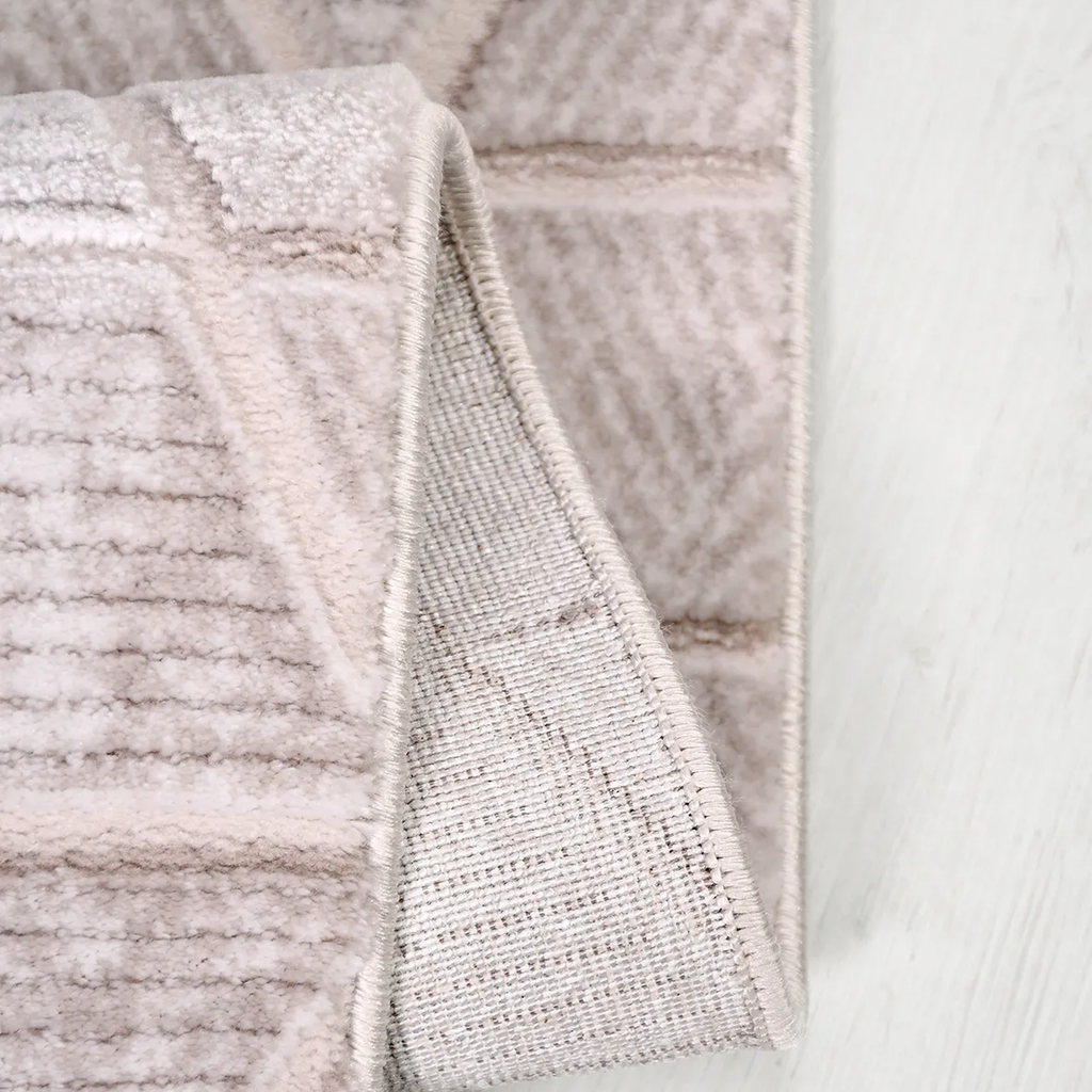 SHARED | Topaz Cream Modern Geometric Diamond Lattice Machine Woven L photo 2