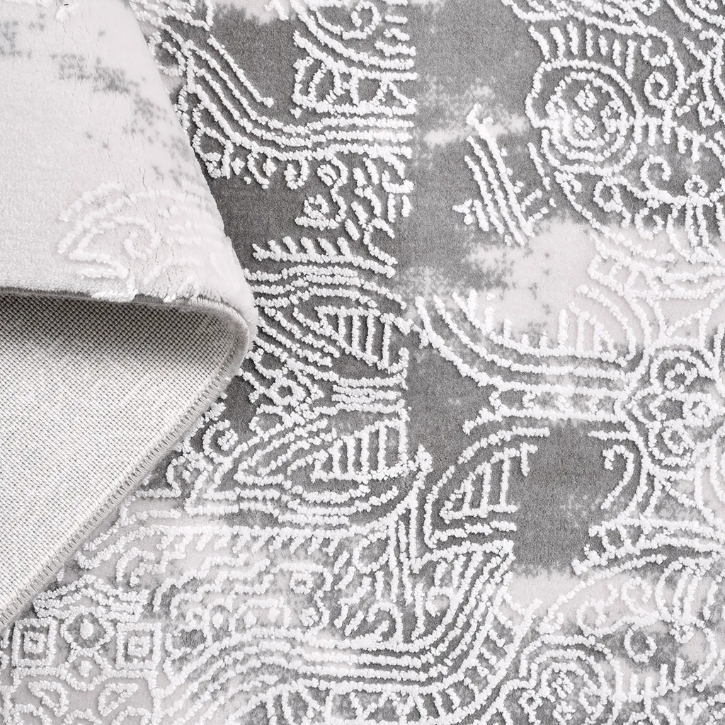 SHARED | Levee Grey Ivory Abstract Watercolour Modern Machine Woven L photo 4