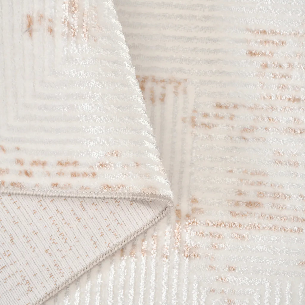 SHARED | Fen Cream Beige Abstract Modern Machine Woven Living Room Be photo 4