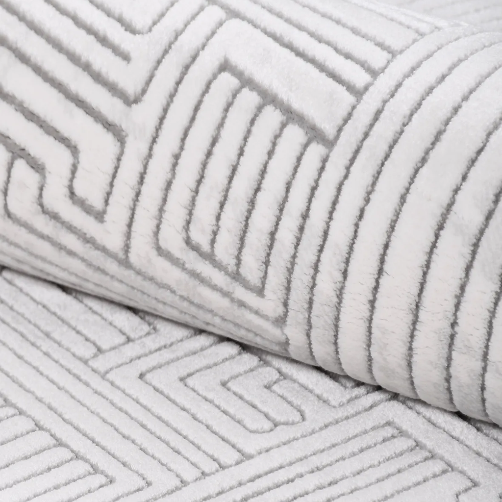 SHARED | Camellia Ivory Geometric Modern Machine Woven High-Low Livin photo 4